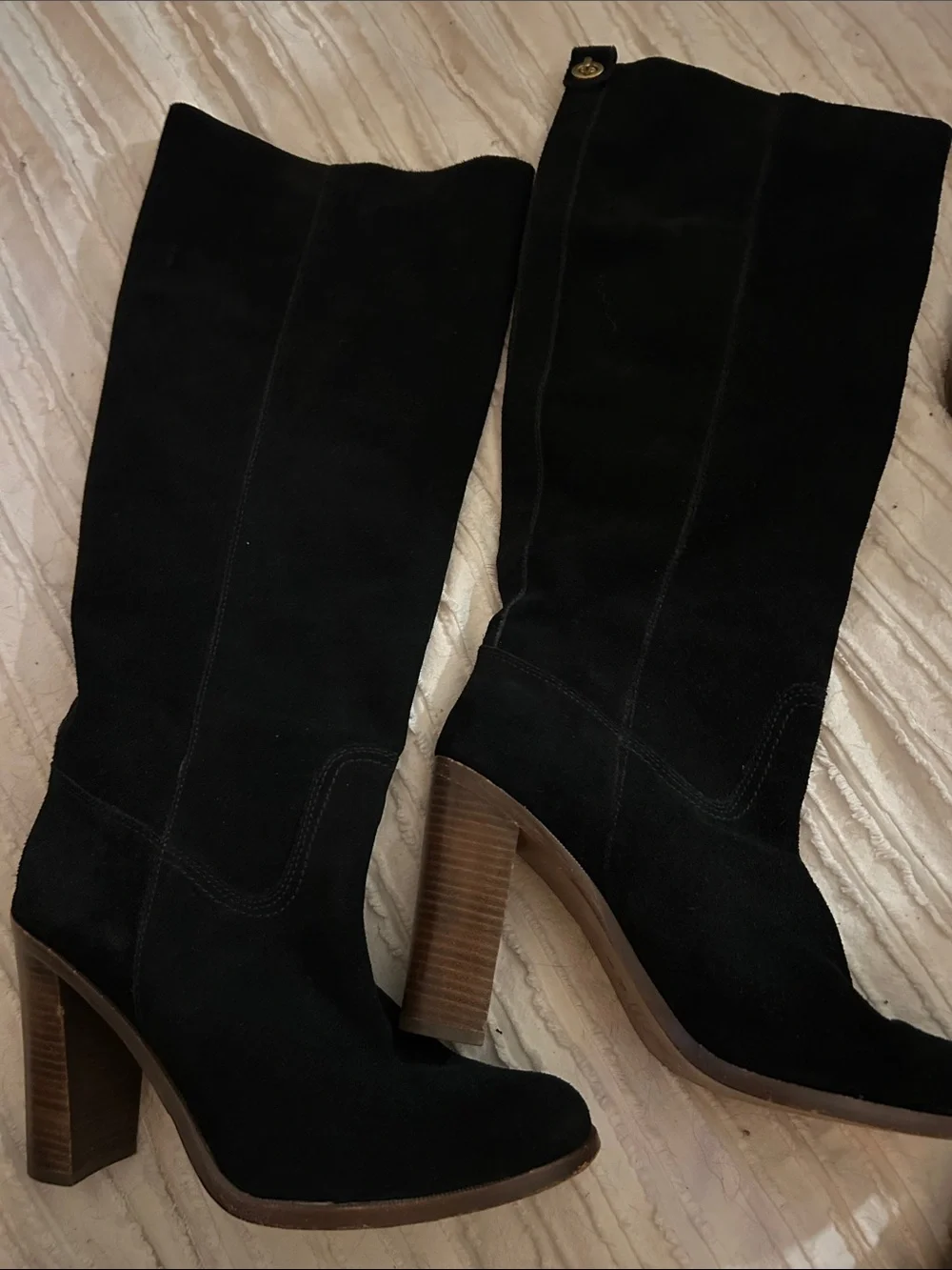 Coach Women’s Black Suede High-Heel Knee Boots